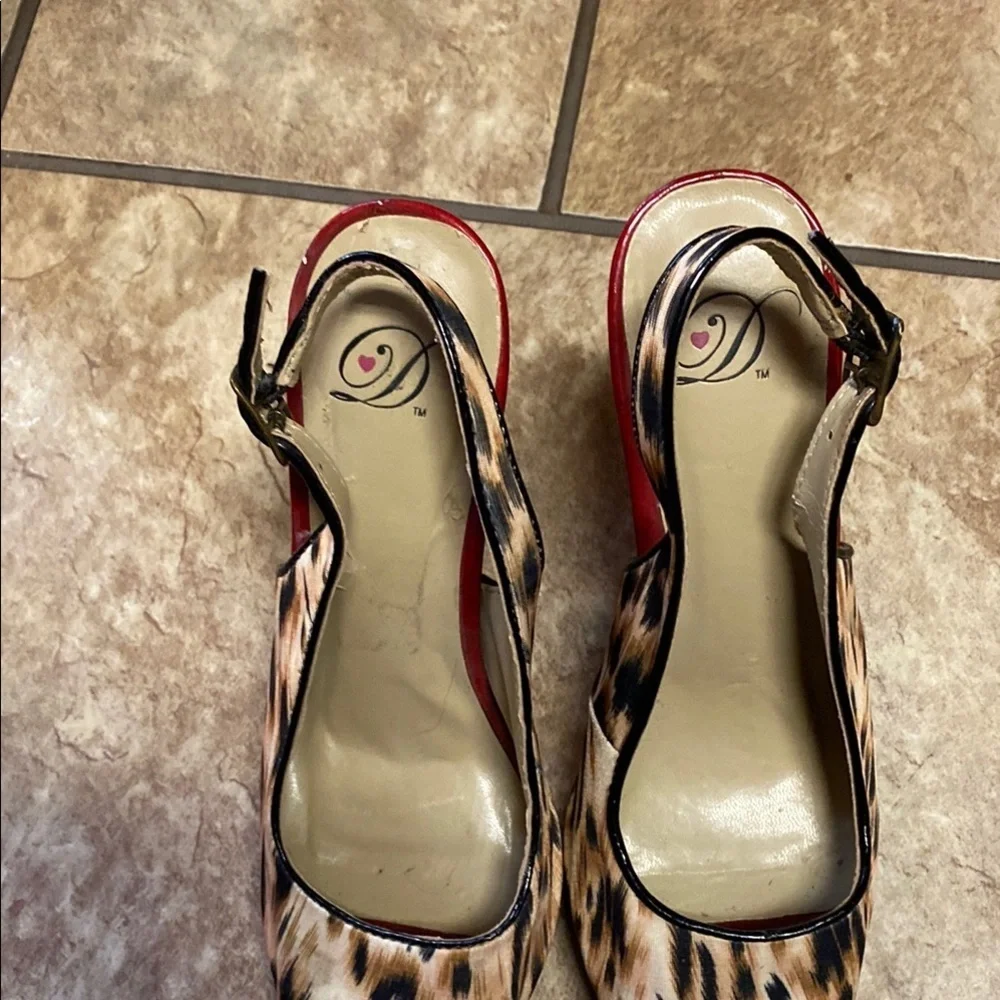 Brown and Red Stiletto Leopard Heels Coquette Cocktail Brunch